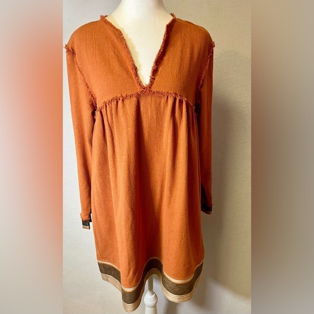 Zara Trafaluc Retro Boho Vibe Tunic Dress With Pockets Burnt Orange
Size Medium